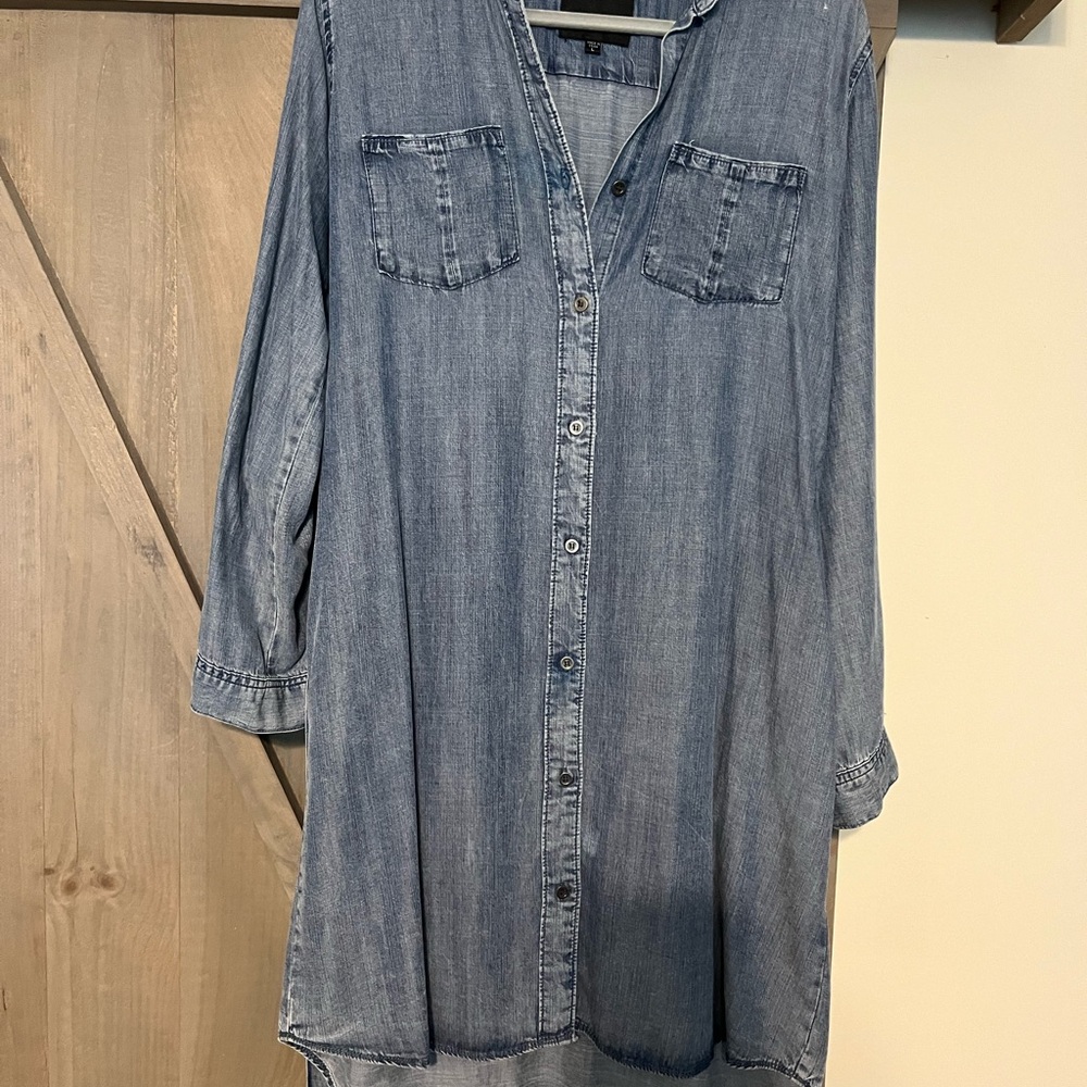 Denim Button-Up Shirt Dress